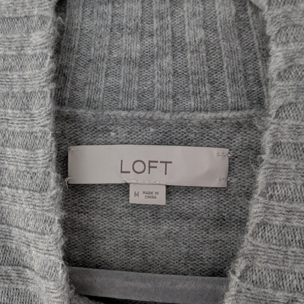 LOFT Geometric Mock Neck Wool-Blend Sweater Multicolor Cabincore Cozycore - Picture 2 of 8